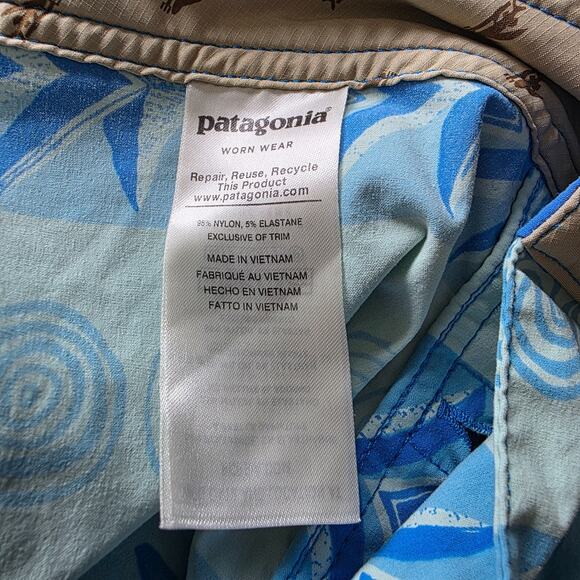 PATAGONIA Vintage Wavefarer Logo Swim Trunks Board Shorts Baggies Waist Size 33 - Picture 10 of 13